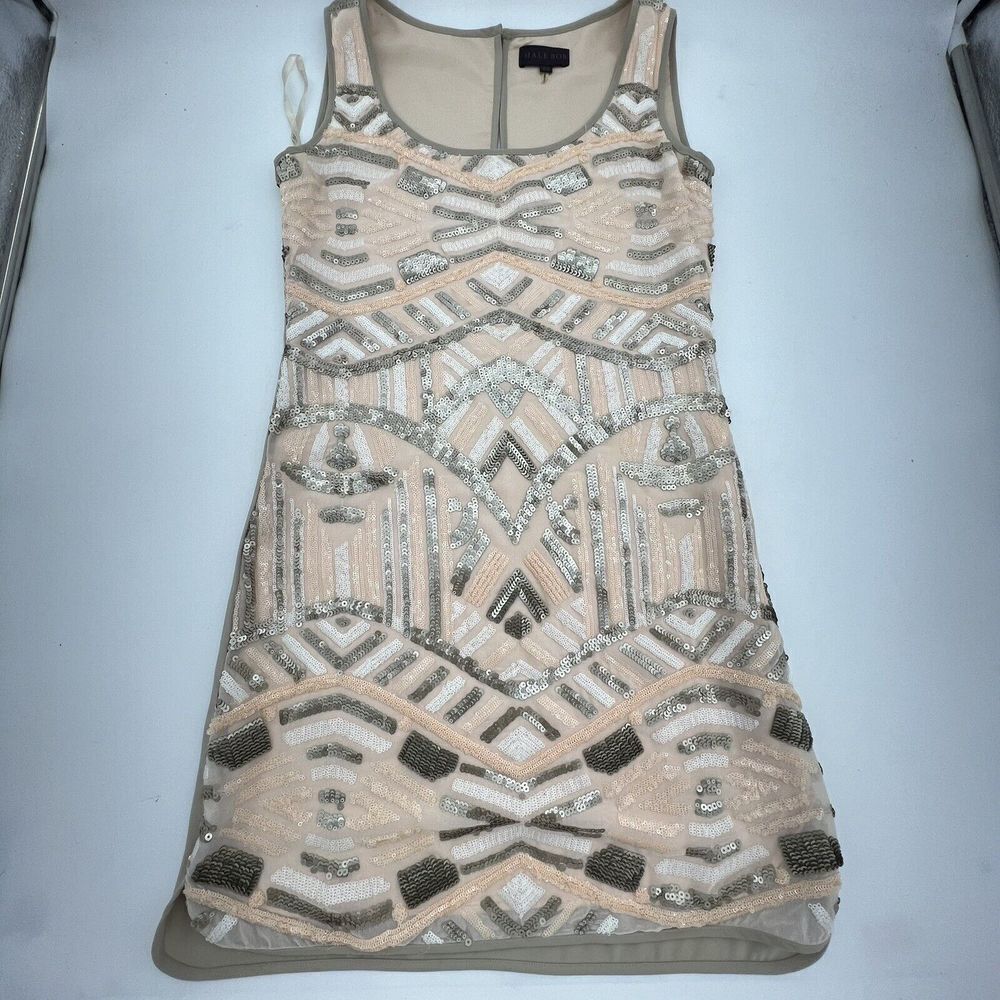 Hale Bob Ivory Sequin Cocktail Dress | Sleeveless XS